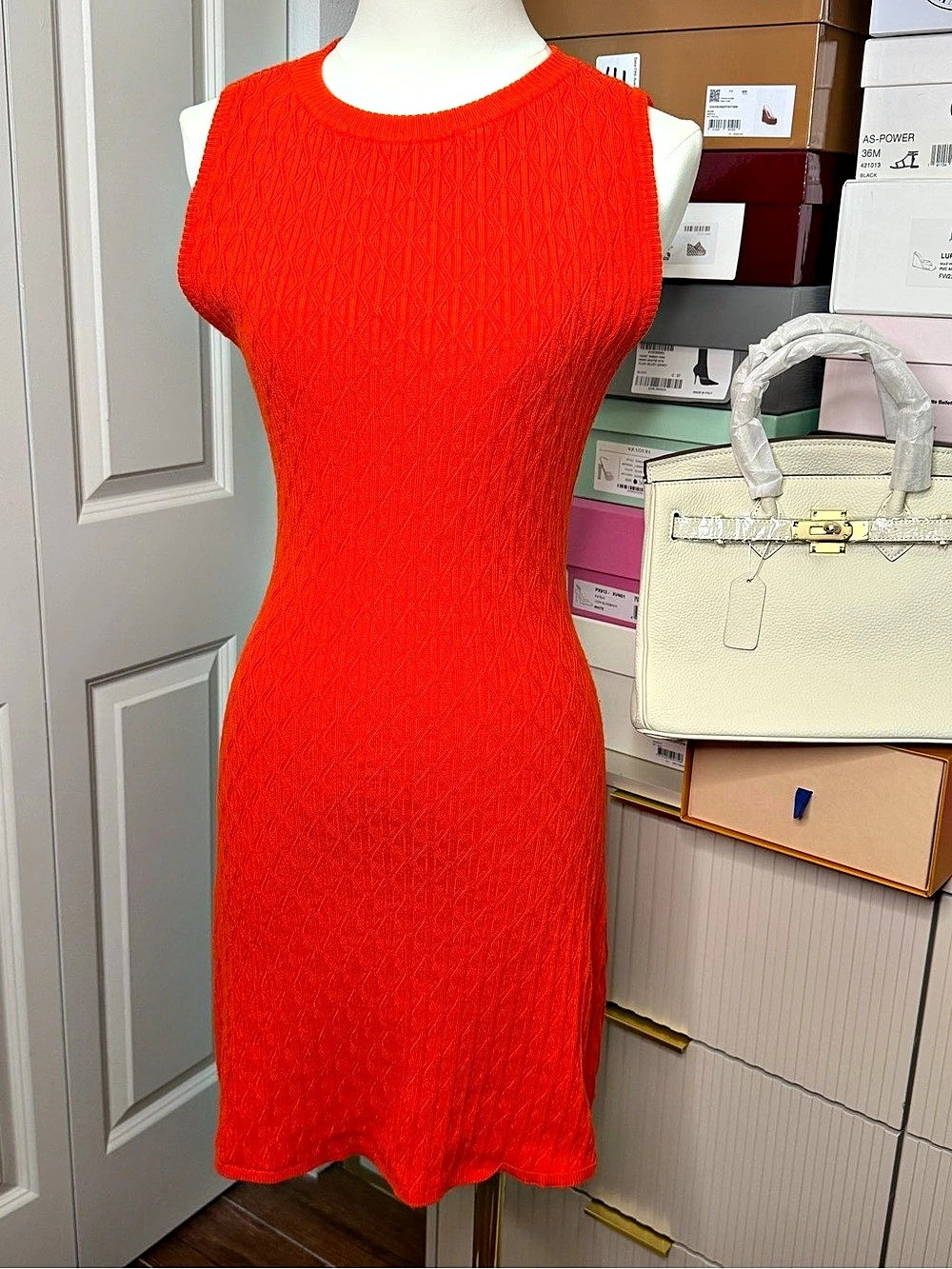 Zara Cable Knit Mini Dress in Orange Size Medium Like New